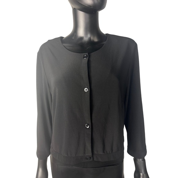 Perceptions New York Black Cardigan Women's Large Long Sleeve Button Front - Picture 1 of 8